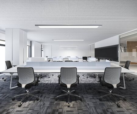 3d rendering business meeting and working room on office buildingの写真素材