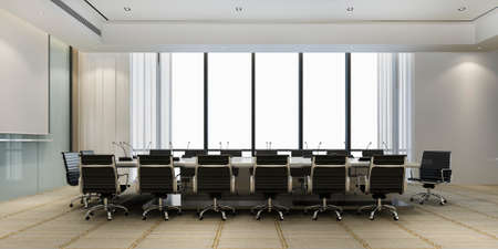 3d rendering business meeting room on high rise office buildingの写真素材