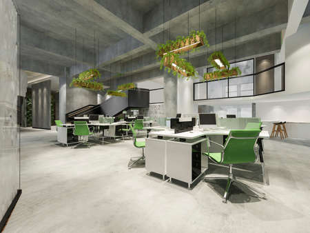 3d rendering business meeting and green working room on office buildingの写真素材