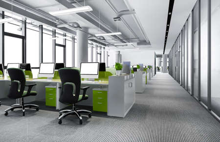 3d rendering green business meeting and working room on office buildingの写真素材