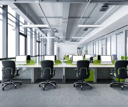3d rendering green business meeting and working room on office buildingの写真素材