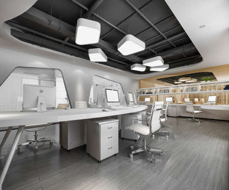 3d rendering business meeting and working room on office buildingの写真素材