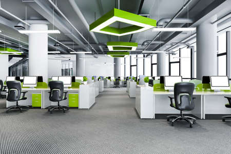 3d rendering green business meeting and working room on office buildingの写真素材
