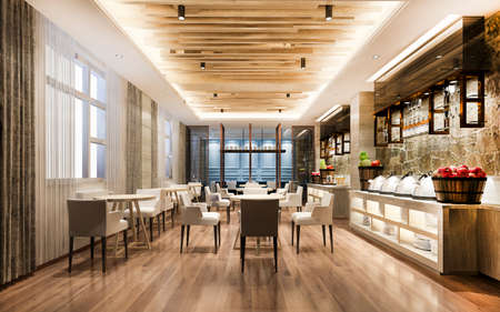 3d rendering nice restaurant with elegant decorationの写真素材