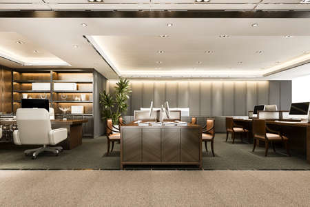 3d rendering business meeting and working room on office buildingの写真素材