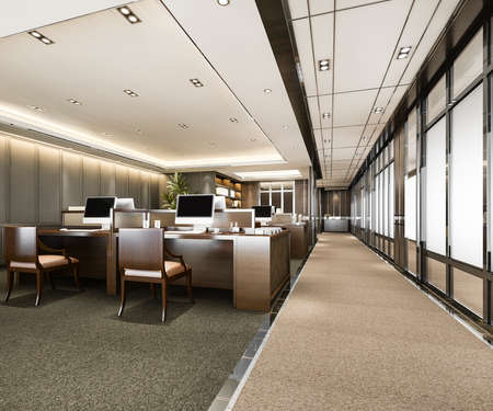 3d rendering business meeting and working room on office buildingの写真素材