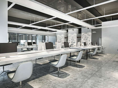 3d rendering business meeting and working room on office buildingの写真素材
