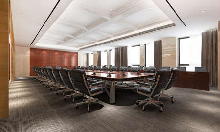 3d rendering business meeting room on high rise office buildingの写真素材
