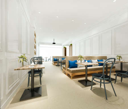 3d rendering loft and luxury hotel reception and cafe lounge restaurantの写真素材