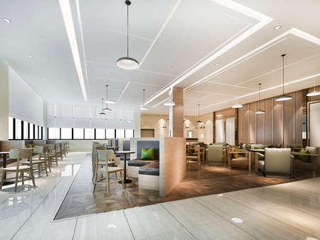 3d rendering loft and luxury hotel reception and cafe lounge restaurantの写真素材