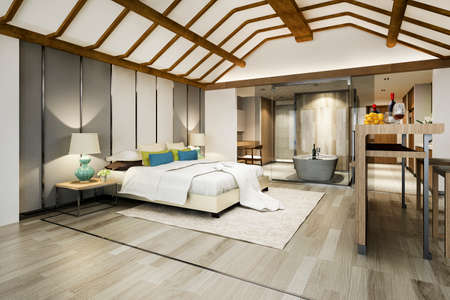 3d rendering luxury tropical bedroom suite in resort hotel and resortの写真素材