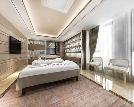 3d rendering spa and massage wellness in hotel suiteの写真素材