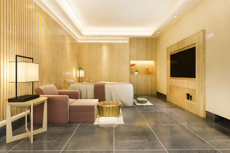 3d rendering spa and massage wellness in hotel suiteの写真素材