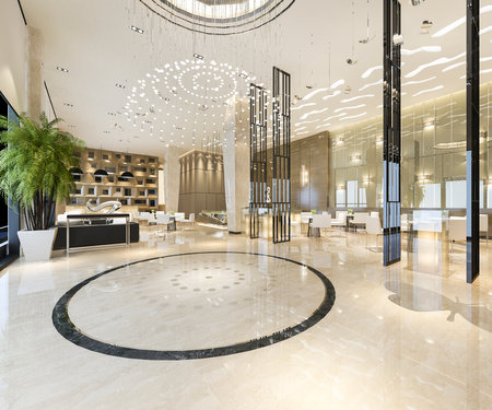 3d rendering modern luxury hotel and office reception and lounge  hallの写真素材