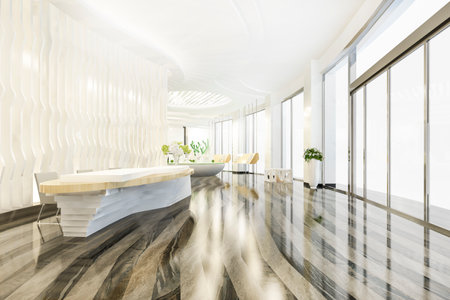 3d rendering modern luxury hotel and office reception and lounge  hallの写真素材
