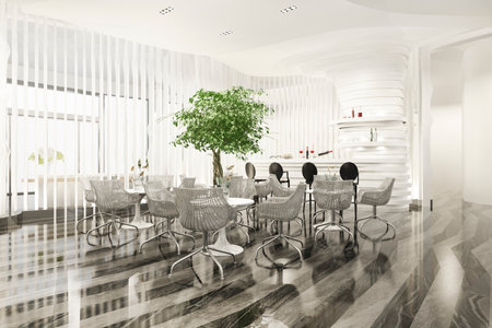 3d rendering luxury hotel reception hall and office with plantの写真素材