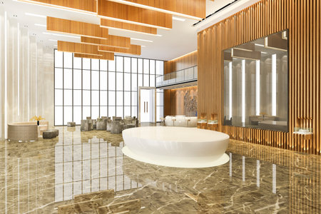 3d rendering modern luxury hotel and office reception and meeting loungeの写真素材