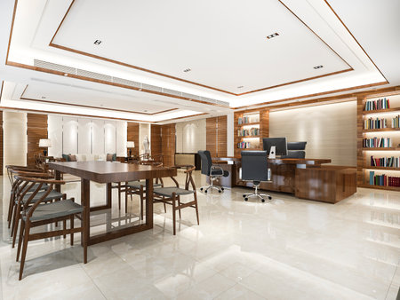 3d rendering luxury business meeting and working room in executive officeの写真素材