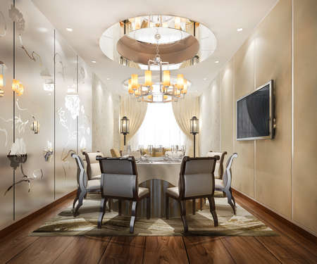 3d rendering dining set in modern luxury dining roomの写真素材