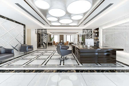 3d rendering luxury business meeting and working room in executive officeの写真素材