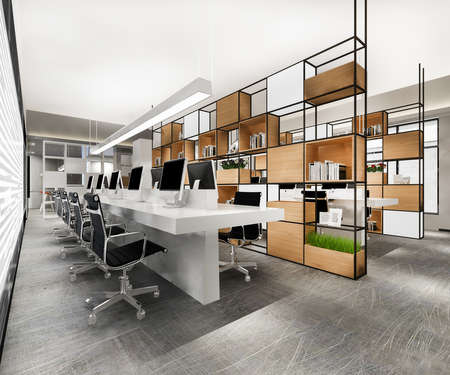 3d rendering business meeting and working room on office buildingの写真素材