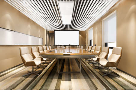 3d rendering business meeting room in office buildingの写真素材