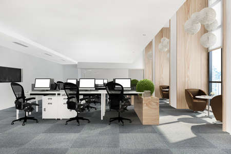 3d rendering loft business meeting and working room on office buildingの写真素材