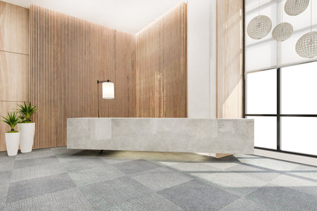 3d rendering modern luxury hotel and office reception and lounge  hallの写真素材