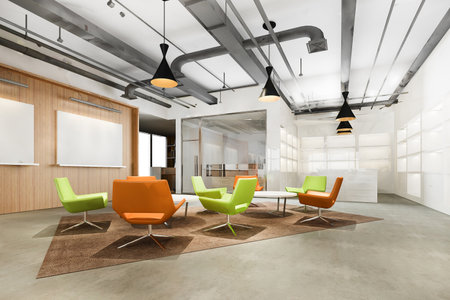 3d rendering modern loft office  lounge in co working spaceの写真素材