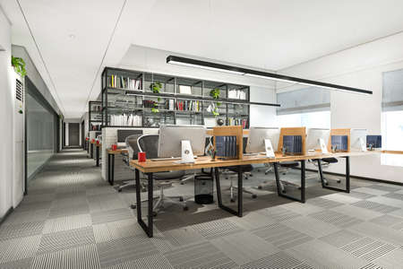 3d rendering business meeting and working room on office buildingの写真素材