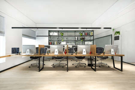 3d rendering business meeting and working room on office buildingの写真素材