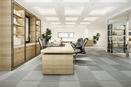 3d rendering luxury business meeting and working room in executive officeの写真素材