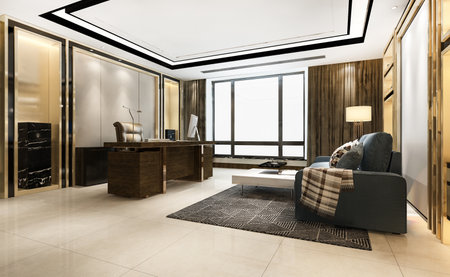 3d rendering luxury business meeting and working room in executive officeの写真素材