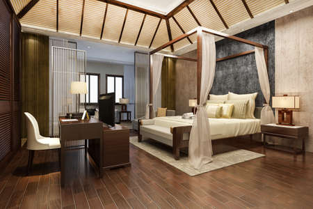 3d rendering luxury tropical bedroom suite in resort hotel and resortの写真素材