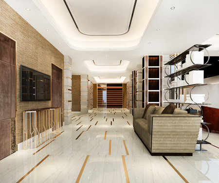 3d rendering modern luxury hotel and office reception and meeting loungeの写真素材