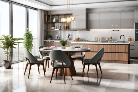 modern luxury kitchen with wood built inの素材