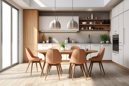 modern luxury kitchen with wood built inの素材