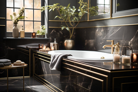 luxury wood and marble toilet and bathroom with built inの素材