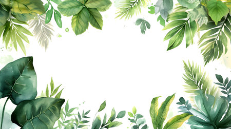 botanical border watercolor frame templateの素材