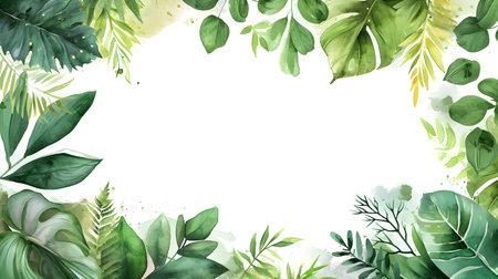 botanical border watercolor frame templateの素材