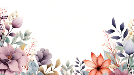 botanical border watercolor frame templateの素材