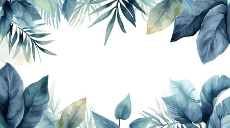 botanical border watercolor frame templateの素材