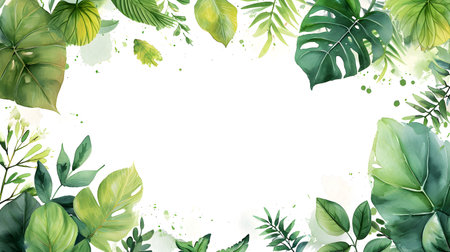 botanical border watercolor frame templateの素材