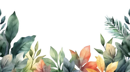 botanical border watercolor frame templateの素材