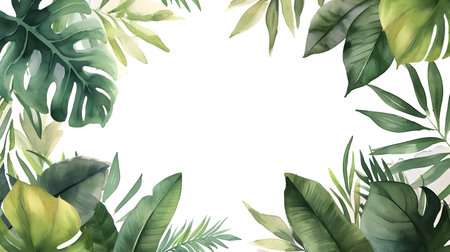 botanical border watercolor frame templateの素材