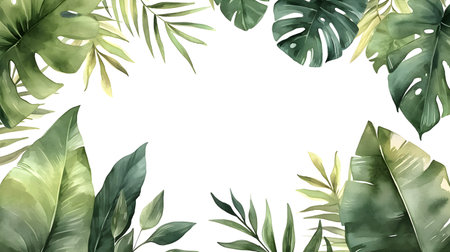 botanical border watercolor frame templateの素材