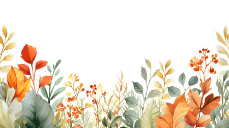 botanical border watercolor frame templateの素材