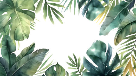 botanical border watercolor frame templateの素材