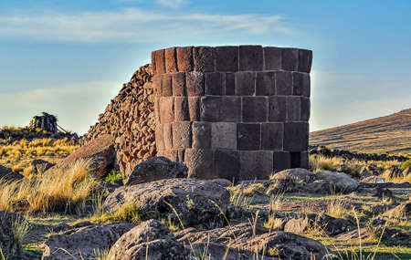Lagarto chullpa, the most famous Sillustani tombの写真素材