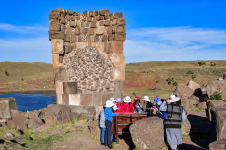 Lagarto chullpa, the most famous Sillustani tombのeditorial素材